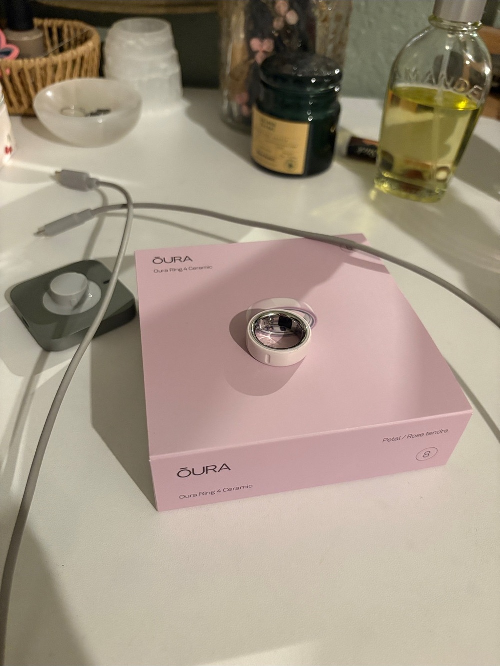 Oura Ceramic Ring in Petal Pink with Silver Interior